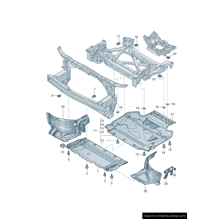 Sous-carter d'amortissement arrière du moteur - Pièces d'origine Audi 4G0863822J