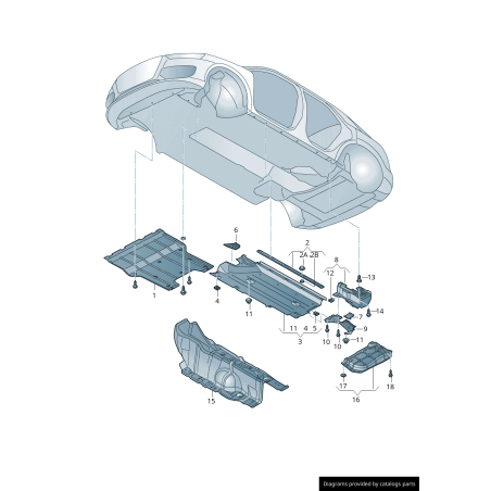 Revêtement de garniture de sous-carrosserie gauche coté conducteur - Pièces d'origine Audi 8U0825207