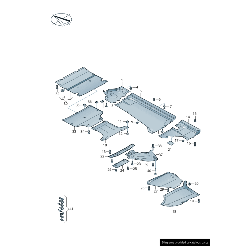 Revêtement de garniture de sous-carrosserie côté droit - Pièces d'origine Audi 80A825208B