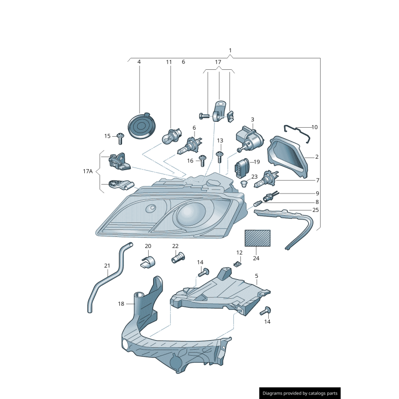 Kit de réparation du boîtier de phare avant droit supérieur - Pièces d'origine Audi 8T0998122