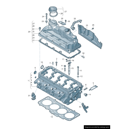 Boulon de couvercle de soupape Volkswagen avec manchon guide 1 pièce - Pièces d'origine Audi 06B103831J