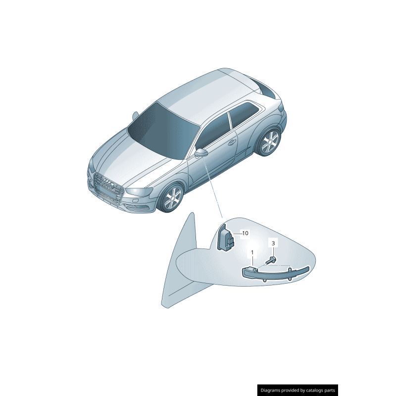 Affichage d'avertissement pour l'assistance de changement de voie gauche coté conducteur - Pièces d'origine Audi 8V2949145