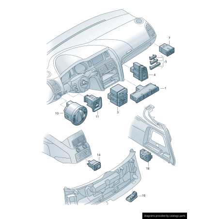 Avertissement de danger et commutateur combiné - Pièces d'origine Audi 4L2927137B5PR