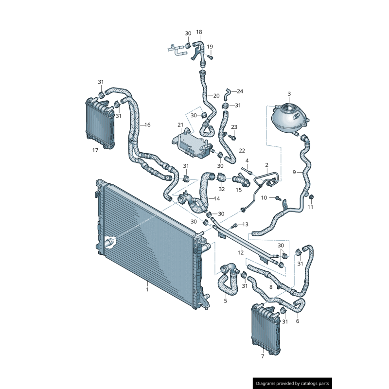 Tuyau de conduite de liquide de refroidissement - Pièces d'origine Audi 80A122055AH