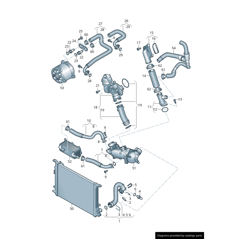 Water Coolant Pipe With Water Hose - Original parts Audi 079121081