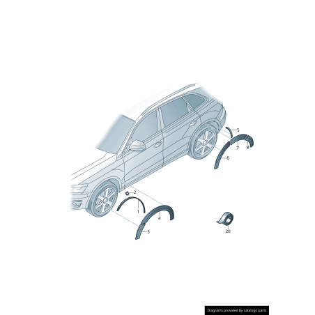 Extension de garniture d'élargissement d'aile de roue, aile avant droite - Pièces d'origine Audi 8R0853728A1QP/8R0853718B1QP