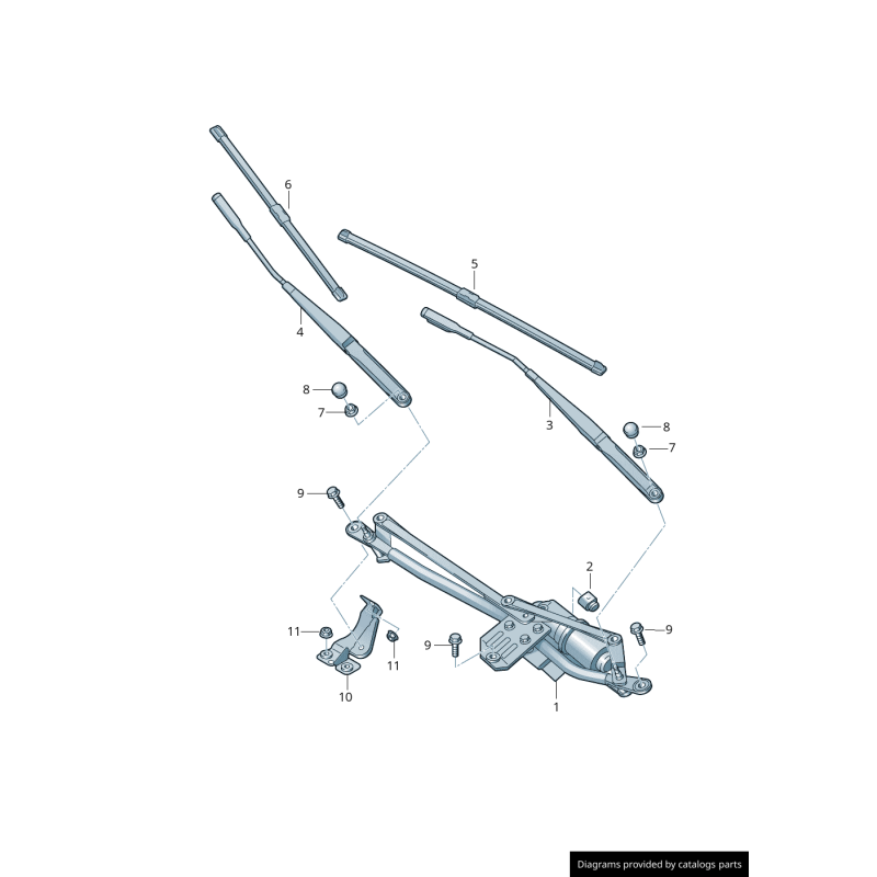 Support d'essuie-glace avec moteur d'essuie-glace LHD - Pièces d'origine Audi 8J1955023D