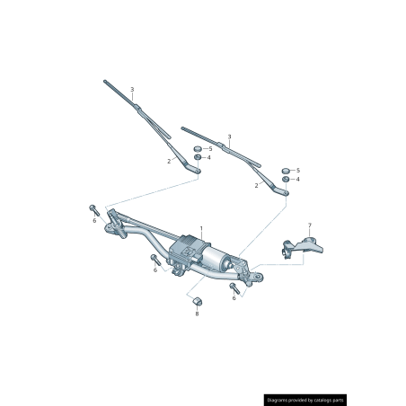 Support d'essuie-glace avec moteur d'essuie-glace RHD - Pièces d'origine Audi 8K2955023C