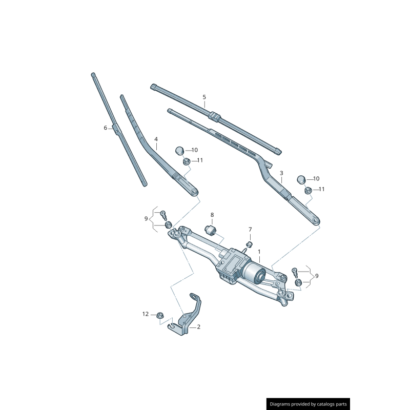 Support d'essuie-glace avec moteur d'essuie-glace RHD - Pièces d'origine Audi 8P2955023L