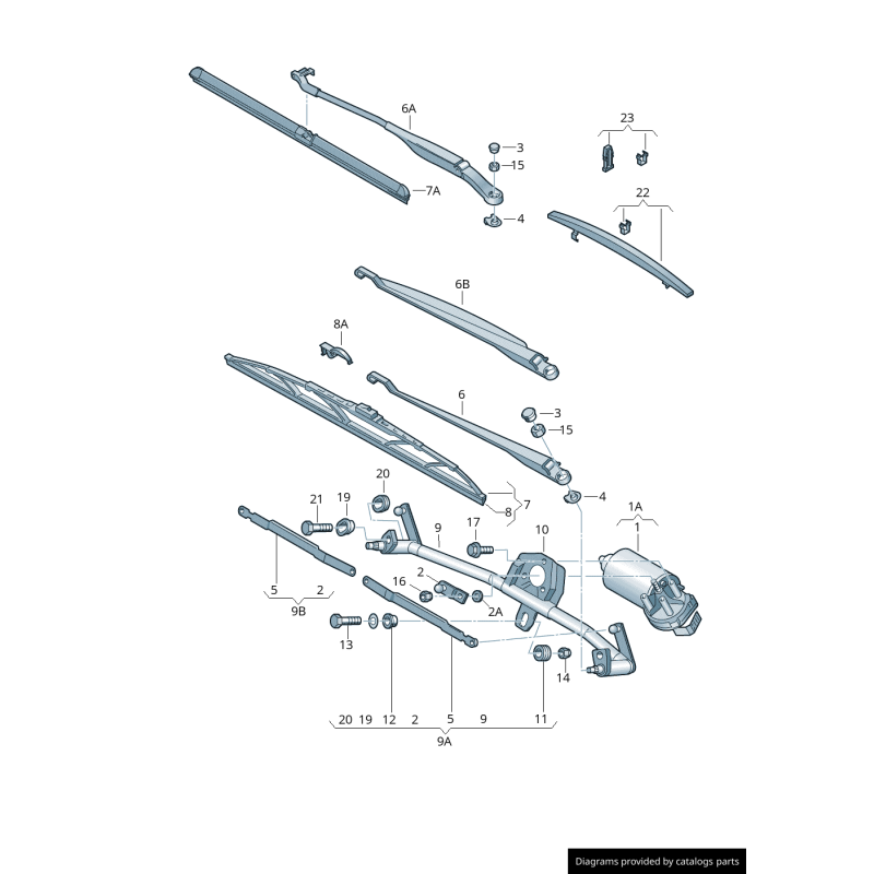 Capuchon d'extrémité de bras d'essuie-glace droit de pare-brise - Pièces d'origine Audi 8E0998430
