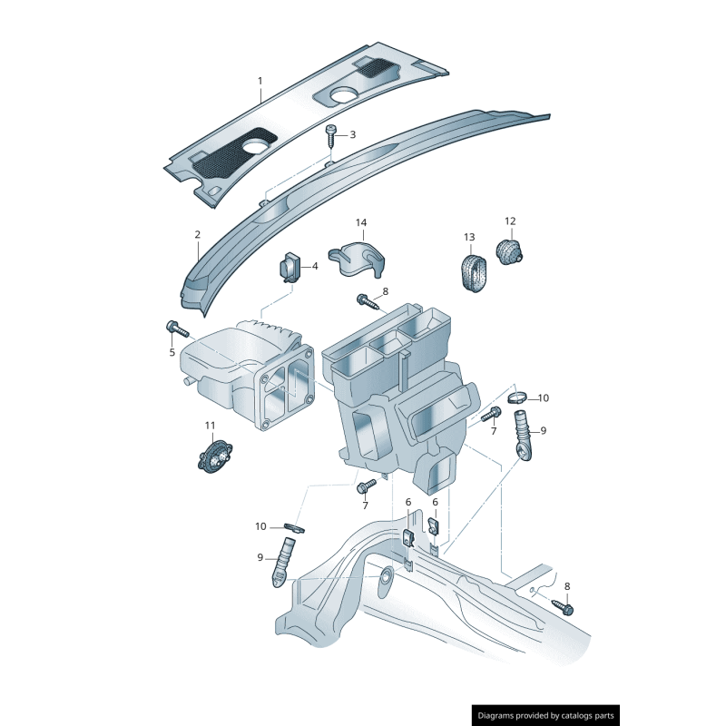Couvre-panneau de cowl de pare-brise LHD - Pièces d'origine Audi 4F1819447A01C