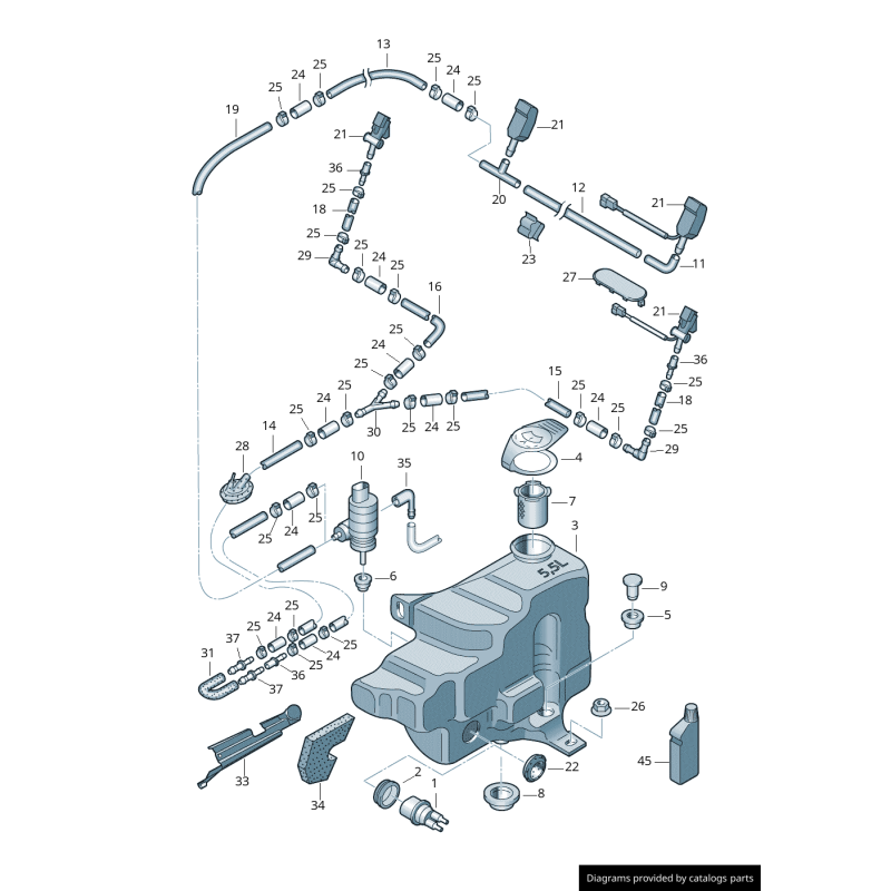Joint en caoutchouc pour pompe de réservoir de lave-glace - Pièces d'origine Audi 443955465