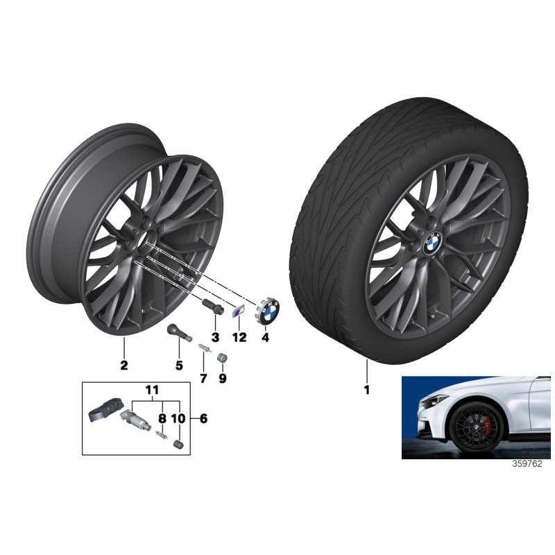 Roue noire mate à double rayon de 18 pouces - Pièce d'origine BMW 36116865157