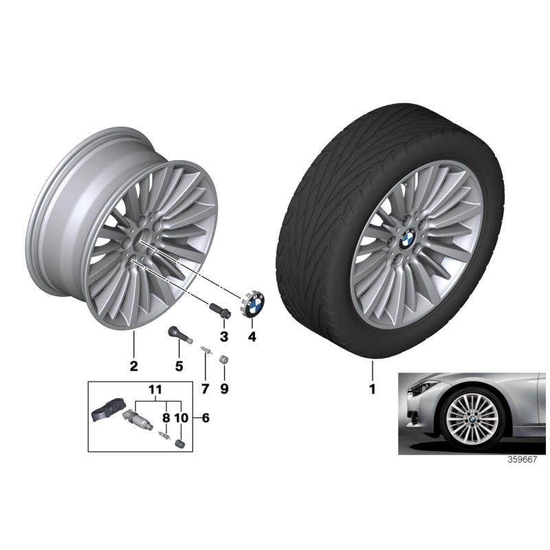 Roue de style à rayons multiples de 18 pouces - Pièce d'origine BMW 36116796249