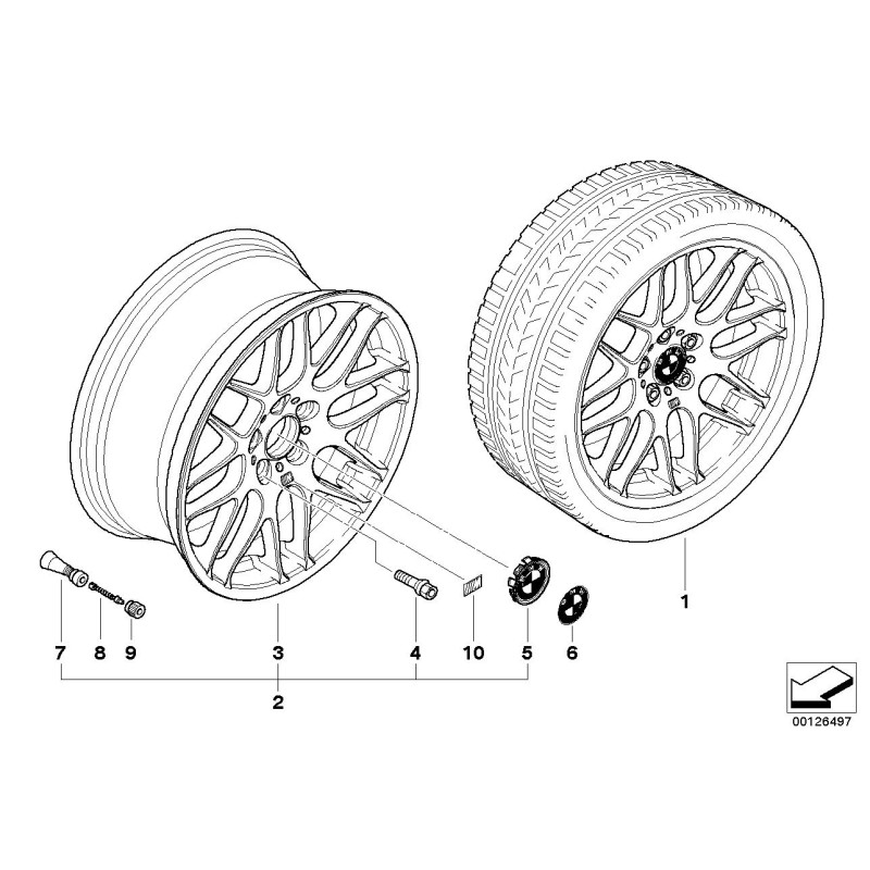 Jante en alliage 19" arrière du pack compétition/CSL - Pièce d'origine BMW 36112282999