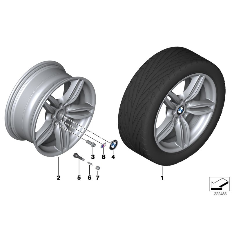 Roue à double rayon de style 239 de 19 pouces - Pièce d'origine BMW 36117842652