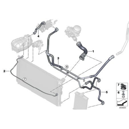 Tuyau de liquide de refroidissement du radiateur pour moteur à essence 3.5i - Pièce d'origine BMW 17127604542