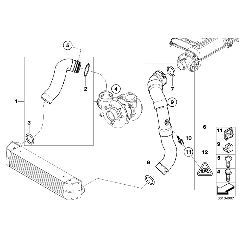 Joint de tuyau d'intercooler turbo pour moteur 4 cylindres - Pièce d'origine BMW 11617801206
