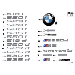 Insigne de coffre 530d - Pièce d'origine BMW 51147219547