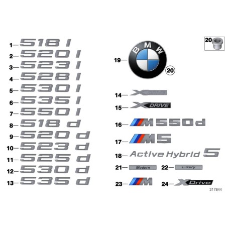 Insigne de coffre 550i - Pièce d'origine BMW 51147219541 Insigne de coffre 550i - Pièce d'origine BMW 51147219541