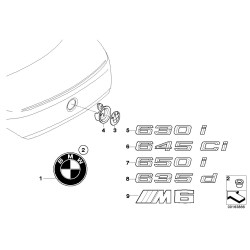 Étiquette d'emblème d'insigne de badge 650i - Pièce d'origine BMW 51147196551