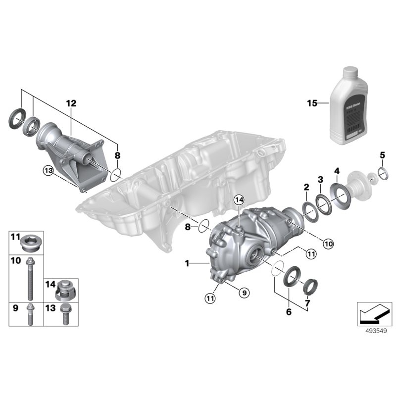 Huile de différentiel 75w-85 de 0,5 litre - Pièce d'origine BMW 83222413511