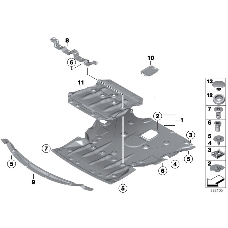 Amortisseur pour isolation du compartiment moteur - Pièce d'origine BMW 51717376342