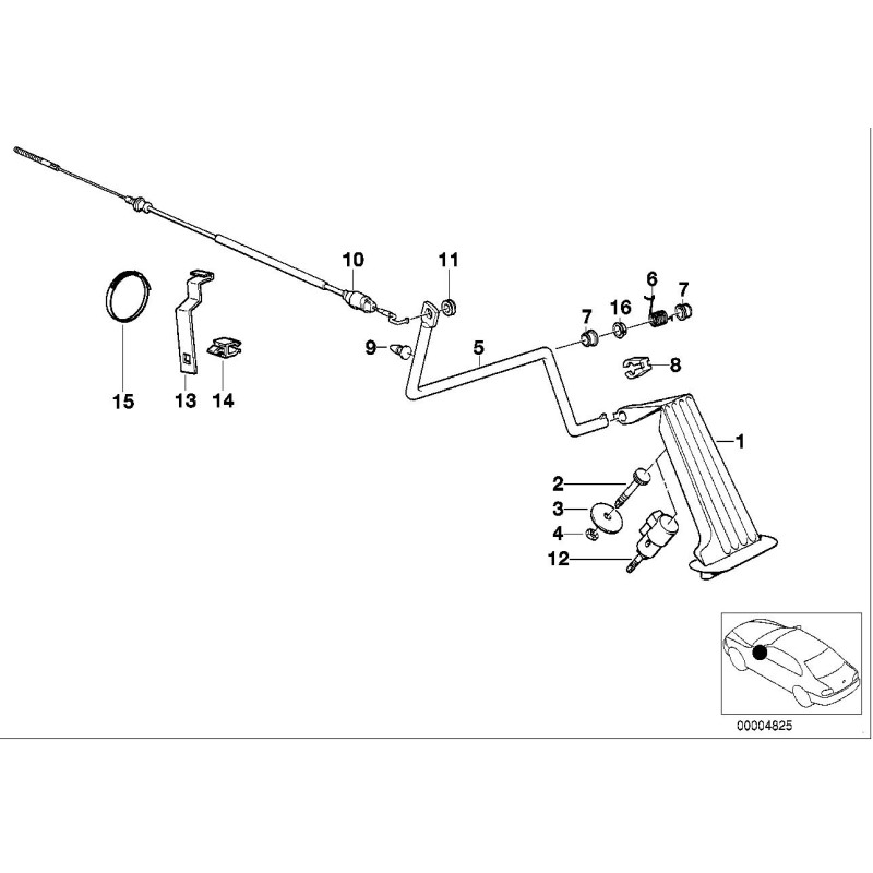 Câble d'accélérateur Bowden RHD - Pièce d'origine BMW 35411164636
