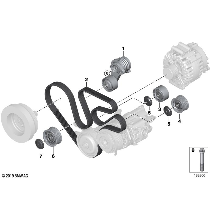 Tendeur de courroie d'accessoire - Pièce d'origine BMW 11287627052