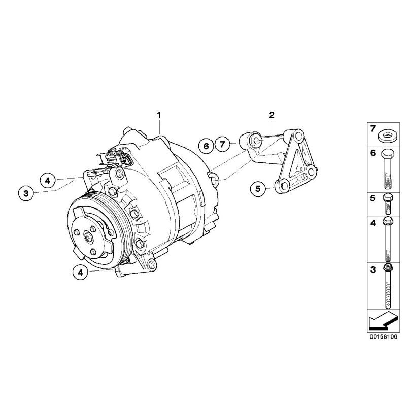 Compresseur de climatisation avec embrayage - Pièce d'origine BMW 64509121758 Compresseur de climatisation avec embrayage - Pièce d'origine BMW 64509121758