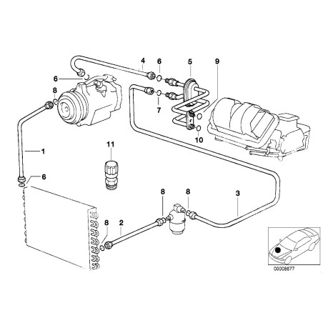 Tuyau de climatisation avec sécheur de pression - Pièce d'origine BMW 64538364097