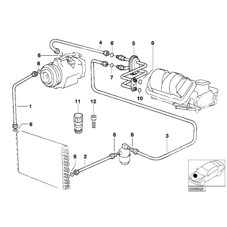 Tuyau de climatisation avec sécheur de pression - Pièce d'origine BMW 64538375751 Tuyau de climatisation avec sécheur de pression - Pièce d'origine BMW 64538375751