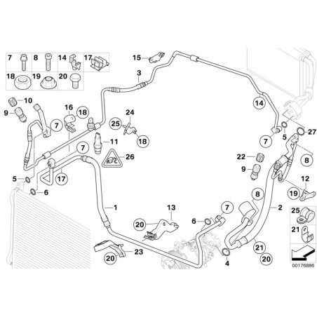 Tuyau d'aspiration de climatisation de l'évaporateur au compresseur - Pièce d'origine BMW 64536927846