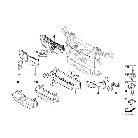Système de refroidissement actif - Conduit d'air supérieur - Pièce d'origine BMW 51647174450 Système de refroidissement actif - Conduit d'air supérieur - Pièce d'origine BMW 51647174450