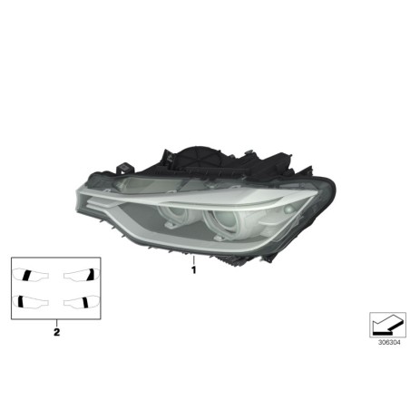 Boîtier de phare adaptatif bi-xénon gauche - Pièce d'origine BMW 63117338707 Boîtier de phare adaptatif bi-xénon gauche - Pièce d'origine BMW 63117338707