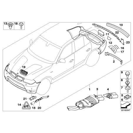 Kit de pointe d'échappement Aero - Pièce d'origine BMW 82120305009 Kit de pointe d'échappement Aero - Pièce d'origine BMW 82120305009
