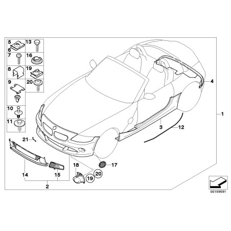 Ensemble aérodynamique Pare-chocs Grille inférieure gauche - Pièce d'origine BMW 51130151050 Ensemble aérodynamique Pare-chocs Grille inférieure gauche - Pièce d'origine BMW 51130151050