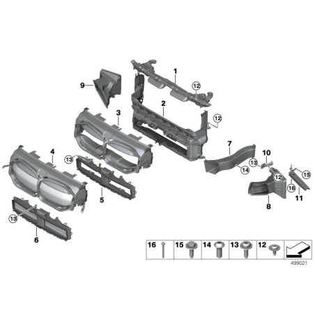 Cadre de radiateur de conduit d'air - Pièce d'origine BMW 51747459747 Cadre de radiateur de conduit d'air - Pièce d'origine BMW 51747459747