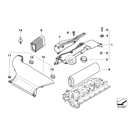 Capot d'aspiration du conduit d'air 330d Diesel - Pièce d'origine BMW 13712249880 Capot d'aspiration du conduit d'air 330d Diesel - Pièce d'origine BMW 13712249880