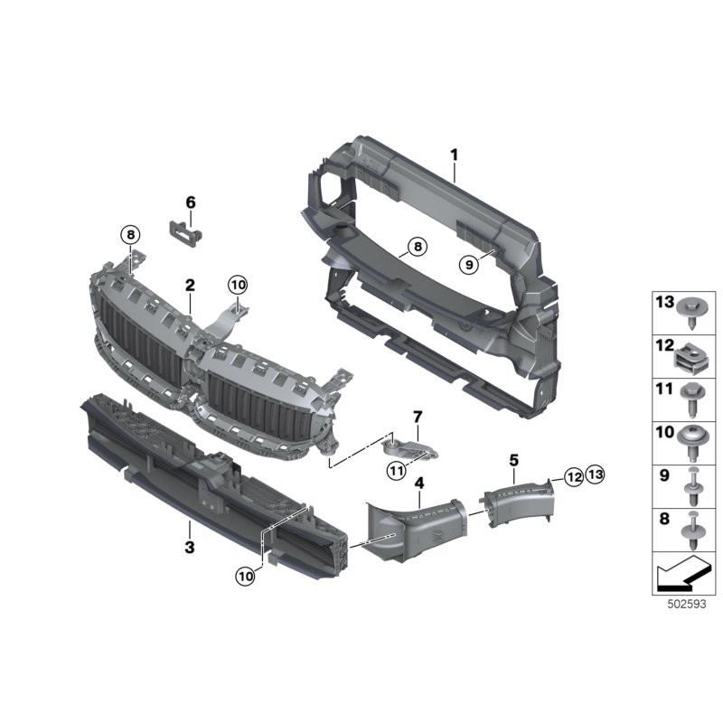 Conduit d'air avec commande de volet d'air inférieur - Pièce d'origine BMW 51749465186