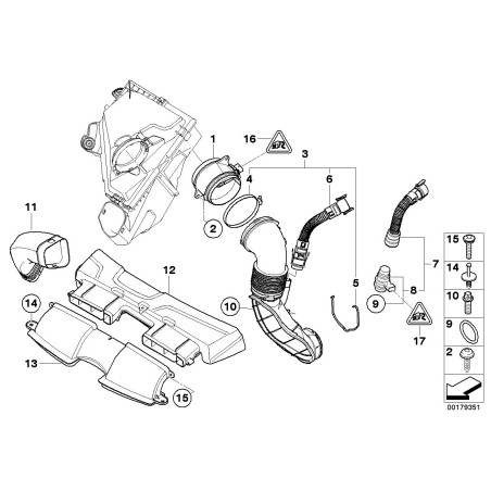 Filtre à air Tuyau d'admission d'air - Pièce d'origine BMW 13717797470 Filtre à air Tuyau d'admission d'air - Pièce d'origine BMW 13717797470