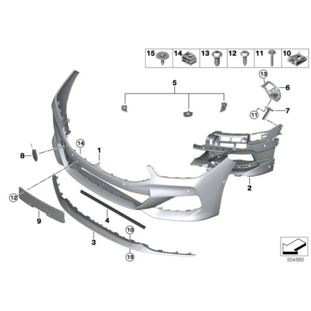 Panneau de guidage d'air avant - Pièce d'origine BMW 51118077058 Panneau de guidage d'air avant - Pièce d'origine BMW 51118077058