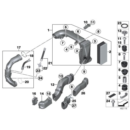 Tuyau d'admission d'air - Pièce d'origine BMW 13718513454