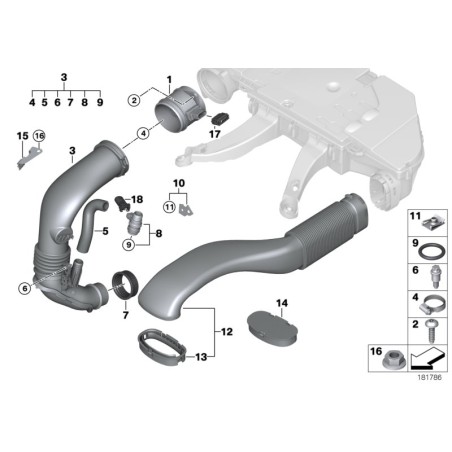 Tube de conduite d'admission d'air - Pièce d'origine BMW 13717798341 Tube de conduite d'admission d'air - Pièce d'origine BMW 13717798341