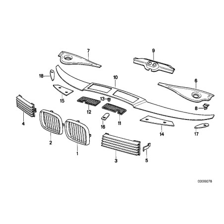 Grille d'admission d'air - Paire droite gauche - Pièce d'origine BMW 51131940908 / 51131940907 Grille d'admission d'air - Paire droite gauche - Pièce d'origine BMW 51131940908 / 51131940907