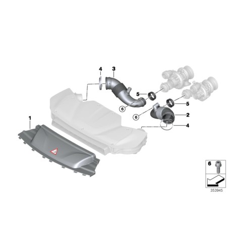 Joint d'étanchéité du nettoyeur de conduit d'admission d'air supérieur - Pièce d'origine BMW 13718655216