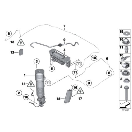Amortisseur à ressort pneumatique - Pièce d'origine BMW 37126858811 Amortisseur à ressort pneumatique - Pièce d'origine BMW 37126858811