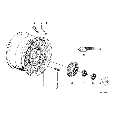 Cache moyeu central de roue en alliage 151mm 1 pièce - Pièce d'origine BMW 36132225622