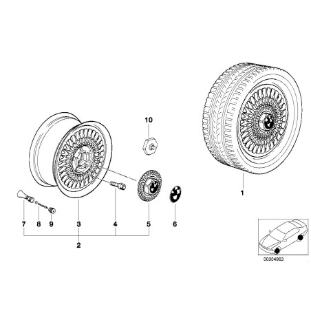 Ensemble de quatre bouchons de centre de moyeu de roue en alliage Style 17 - Pièce d'origine BMW 4x36131180777