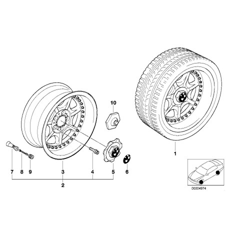 Ensemble de quatre bouchons de centre de moyeu de roue en alliage Style 19 - Pièce d'origine BMW 4x36131182309.